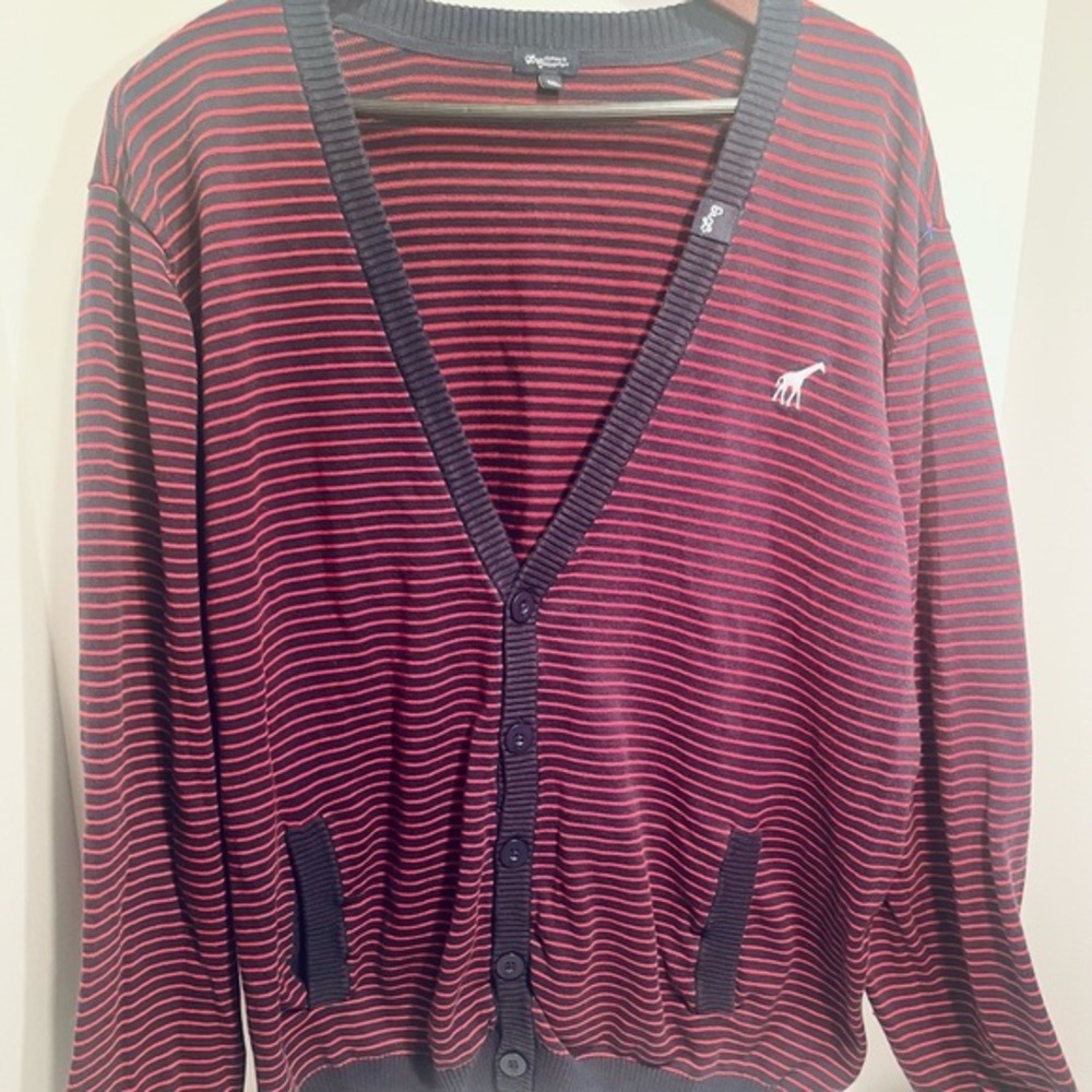 Mens 2XL LRG red and blue striped cardigan.‎
